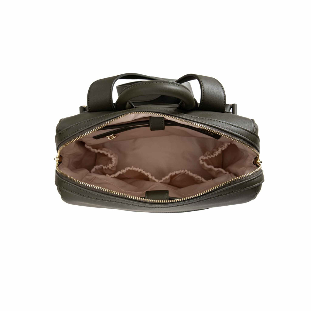 inside of olive green bag - yuuma collection