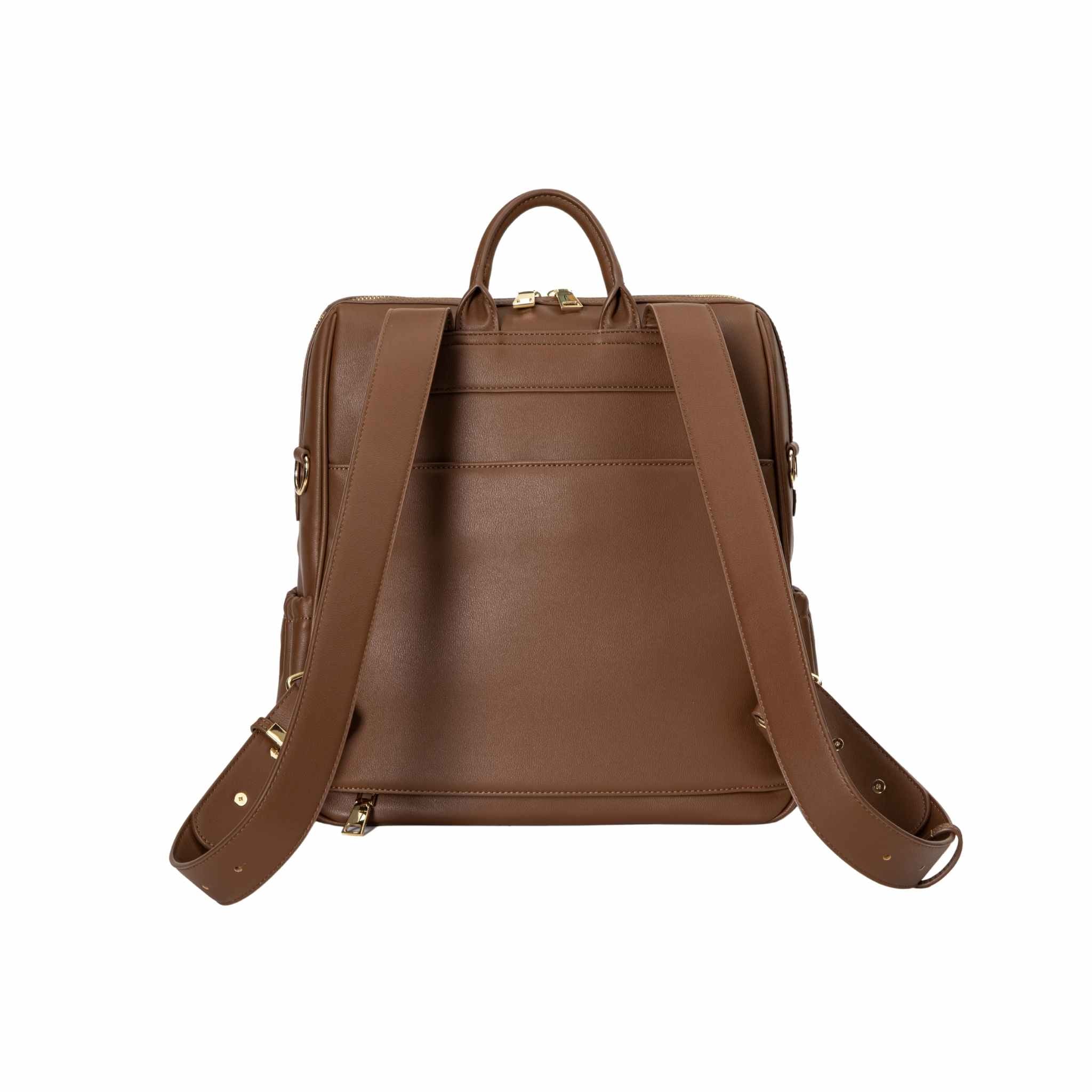 back of dark brown diaper bag - yuuma collection