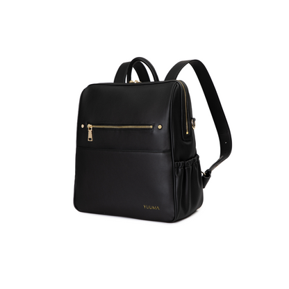 side view of black diaper bag from yuuma collection