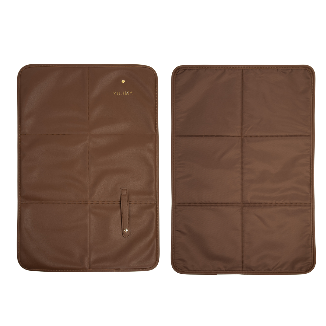 front and back of cocoa vegan leather pad from yuuma