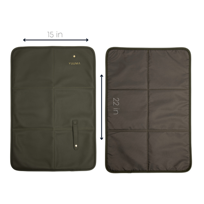 olive green diaper changing pad from yuuma