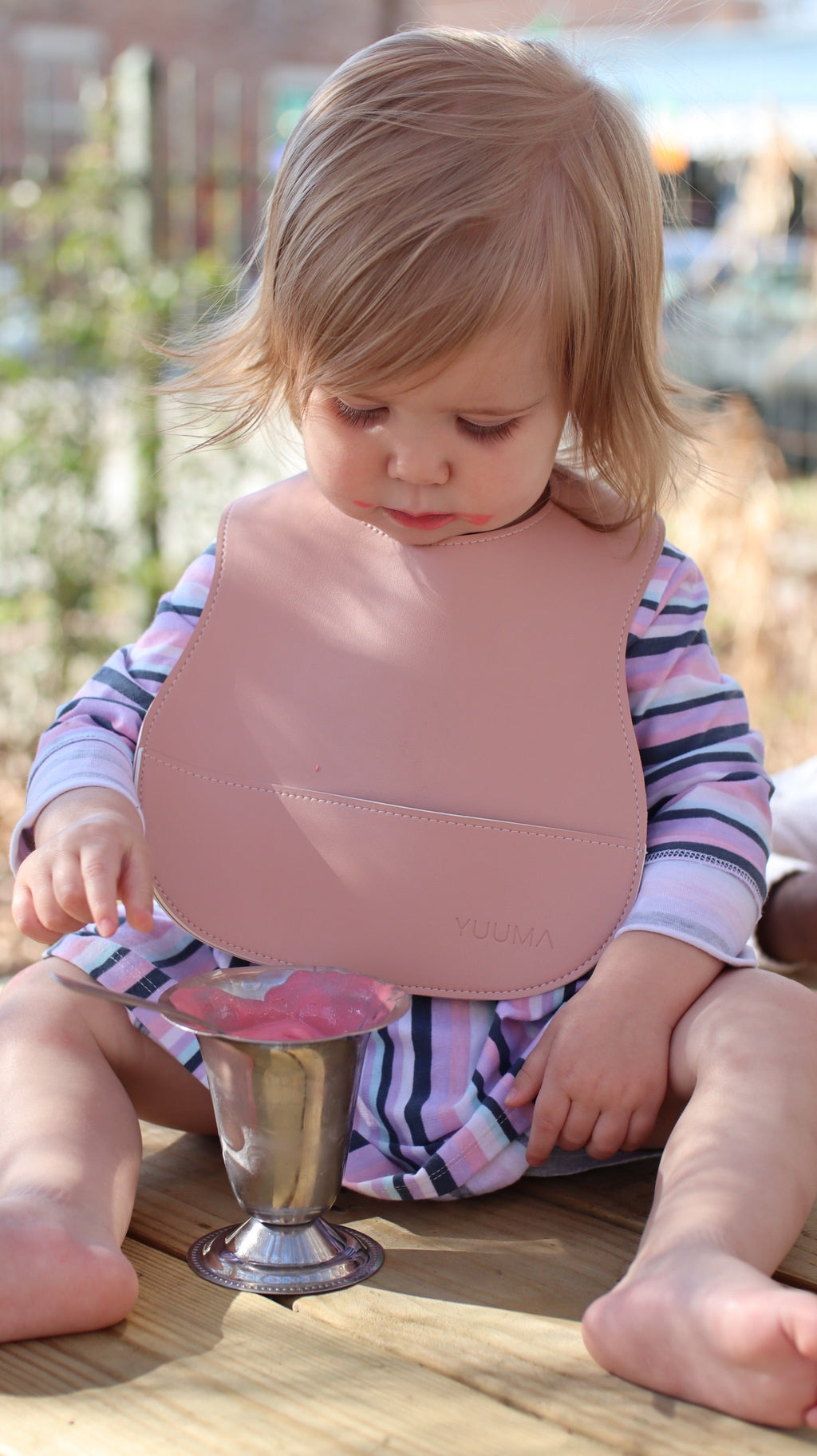 dusty rose Vegan Leather Bib - YUUMA